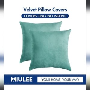 2 Miulee Aqua Green Velvet Pillow Covers 18x18